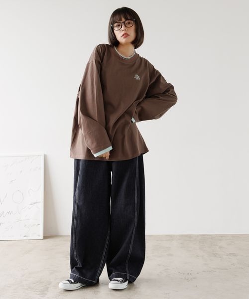 PBLIM(ページボーイリム)の「《UNISEX》レイヤードルーズロンT(Tシャツ/カットソー・レディース・グリーン系その他/ブラック系その他/ブラウン/チャコールグレー・FREE)」の19枚目の写真