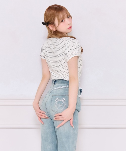 セール】バック刺繍レースフレアデニムパンツ（デニムパンツ）｜apres