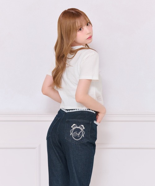 apres jour（アプレジュール）の「バック刺繍レースフレアデニムパンツ（デニムパンツ・レディース・インディゴブルー/ライトブルー/ブラック・SMALL/MEDIUM/X-LARGE/LARGE）」の14枚目の写真