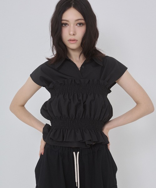 ENVYM(アンビー)の「ブロードシャーリングビスチェノースリブラウス(シャツ/ブラウス・レディース・ブルー/ブラック/ホワイト・FREE)」の3枚目の写真