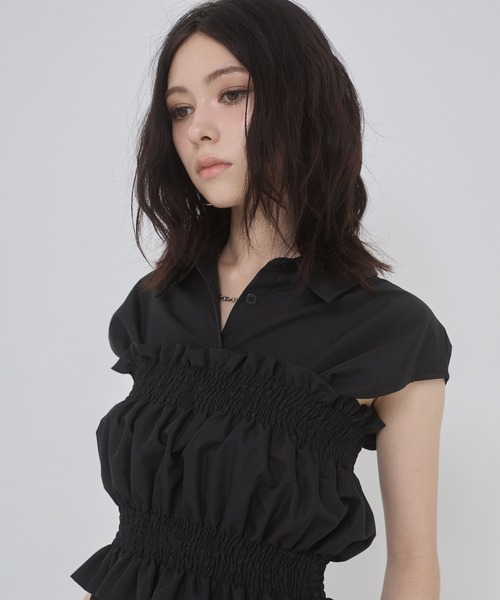 ENVYM(アンビー)の「ブロードシャーリングビスチェノースリブラウス(シャツ/ブラウス・レディース・ブルー/ブラック/ホワイト・FREE)」の17枚目の写真