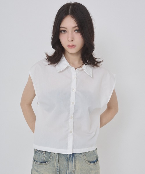 ENVYM(アンビー)の「ブロードシャーリングビスチェノースリブラウス(シャツ/ブラウス・レディース・ブルー/ブラック/ホワイト・FREE)」の14枚目の写真