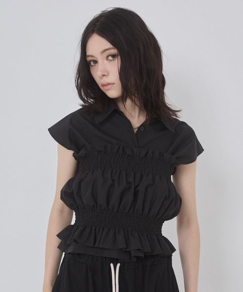 ENVYM(アンビー)の「ブロードシャーリングビスチェノースリブラウス(シャツ/ブラウス・レディース・ブルー/ブラック/ホワイト・FREE)」の18枚目の写真