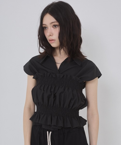 ENVYM(アンビー)の「ブロードシャーリングビスチェノースリブラウス(シャツ/ブラウス・レディース・ブルー/ブラック/ホワイト・FREE)」の20枚目の写真