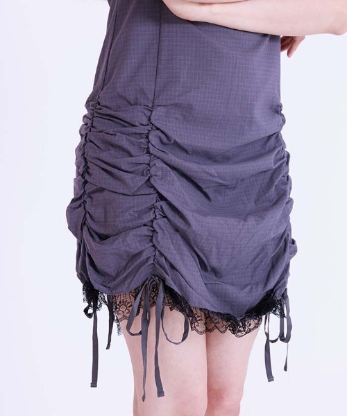 FickleBebe（フィクルベベ）の「シャーリングレースサテンワンピース（ワンピース・レディース・グレー/ブラック・0/1）」の21枚目の写真
