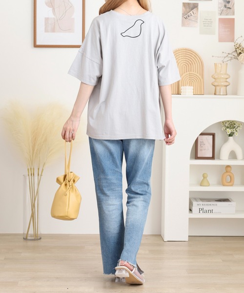 Emago（イマゴ）の「EMAGO ポケット付きプリントＴ（Tシャツ/カットソー・レディース・ライトグレー/ホワイト/ブラック・FREE）」の14枚目の写真