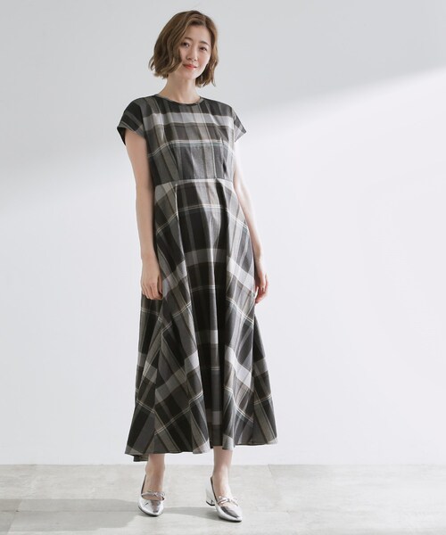 セール】秋を先取り！ビッグチェック フィット＆フレアワンピース