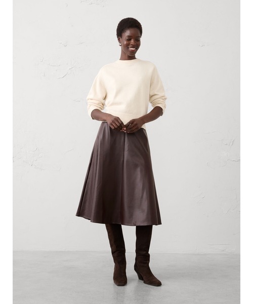 BANANA REPUBLIC FACTORY STORE（バナナリパブリック ファクトリーストア）の「BANANA REPUBLIC FACTORY STORE　　日本限定 ヴィーガンレザー Aラインミディスカート（スカート・レディース・ブラック/ブラウン・0/2/4/6/8）」の7枚目の写真