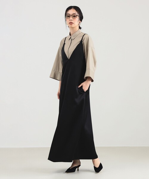 Demi-Luxe BEAMS（デミルクス ビームス）の「ダブルストラップ キャミソール ワンピース（ワンピース・レディース・ブラック/ベージュ・36/38）」の5枚目の写真