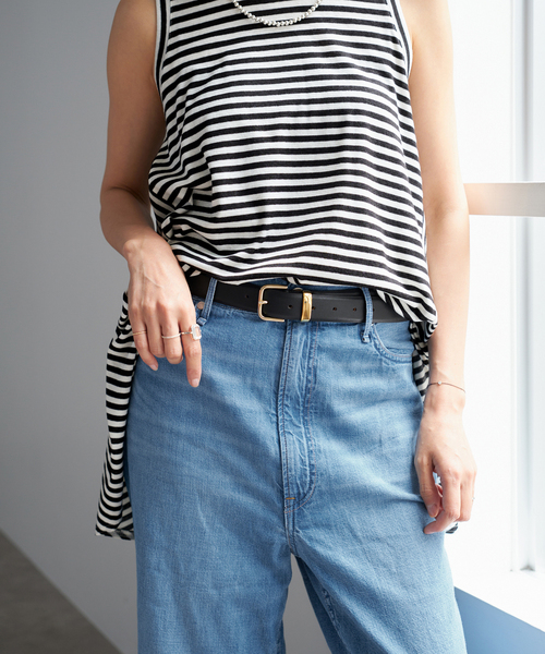 IENA(イエナ)の「MANUELA/マヌエラ 30mm LEATHER BELT(ベルト・レディース・ブラウン/ブラック・FREE)」の3枚目の写真