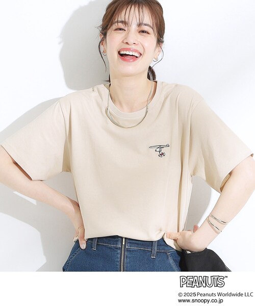 PEANUTS(ピーナッツ)の「【PEANUTS】ひんやりTシャツ(Tシャツ/カットソー・レディース・チャコールグレー/ベージュ系その他3/ブラック/イエロー系その他/ブラウン系/ライトベージュ/ホワイト系1/ホワイト/ライトグレー/グリーン系/オレンジ系/チャコール・01/02/03/04)」の8枚目の写真