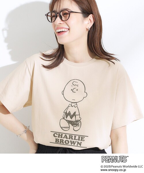 PEANUTS(ピーナッツ)の「【PEANUTS】ひんやりTシャツ(Tシャツ/カットソー・レディース・チャコールグレー/ベージュ系その他3/ブラック/イエロー系その他/ブラウン系/ライトベージュ/ホワイト系1/ホワイト/ライトグレー/グリーン系/オレンジ系/チャコール・01/02/03/04)」の9枚目の写真