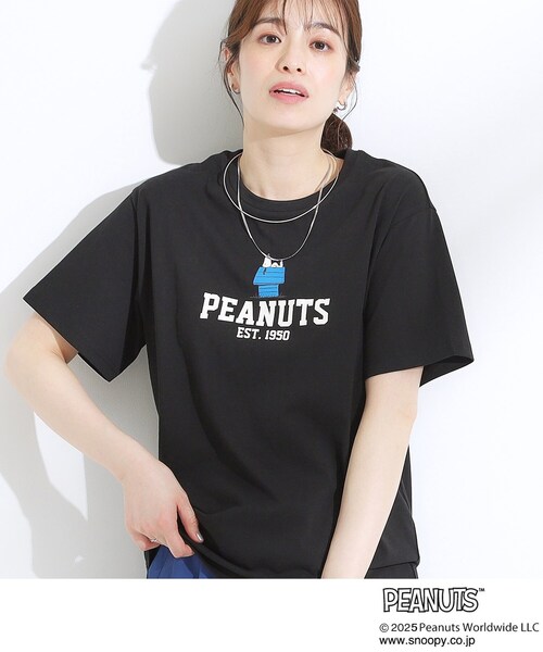 PEANUTS(ピーナッツ)の「【PEANUTS】ひんやりTシャツ(Tシャツ/カットソー・レディース・チャコールグレー/ベージュ系その他3/ブラック/イエロー系その他/ブラウン系/ライトベージュ/ホワイト系1/ホワイト/ライトグレー/グリーン系/オレンジ系/チャコール・01/02/03/04)」の3枚目の写真