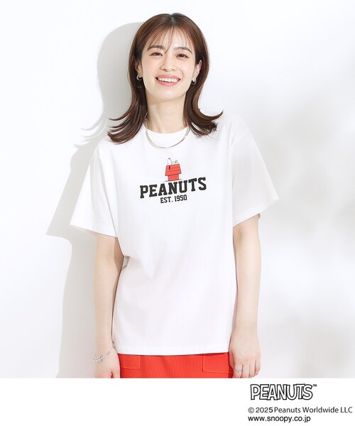 PEANUTS(ピーナッツ)の「【PEANUTS】ひんやりTシャツ(Tシャツ/カットソー・レディース・チャコールグレー/ベージュ系その他3/ブラック/イエロー系その他/ブラウン系/ライトベージュ/ホワイト系1/ホワイト/ライトグレー/グリーン系/オレンジ系/チャコール・01/02/03/04)」の13枚目の写真