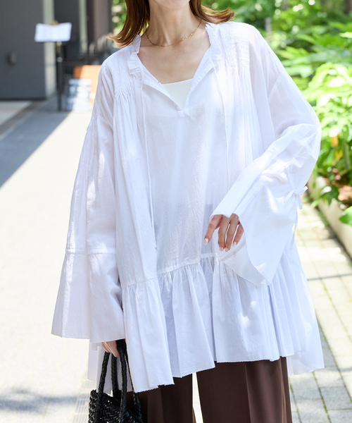 JOURNAL STANDARD(ジャーナルスタンダード)の「ピンタックフリルブラウス(シャツ/ブラウス・レディース・ブラック/ホワイト・FREE)」の18枚目の写真