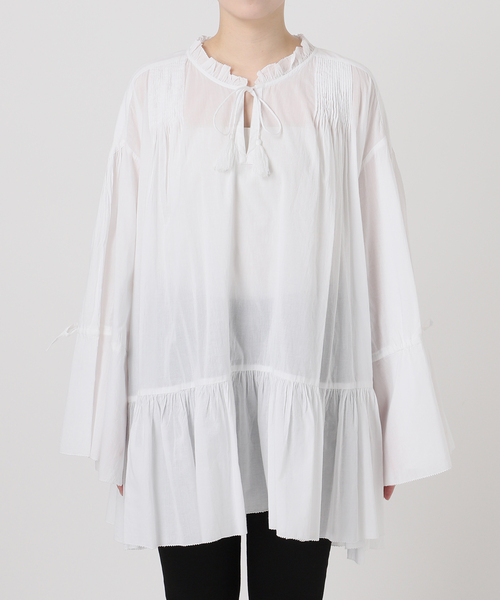 JOURNAL STANDARD(ジャーナルスタンダード)の「ピンタックフリルブラウス(シャツ/ブラウス・レディース・ブラック/ホワイト・FREE)」の8枚目の写真