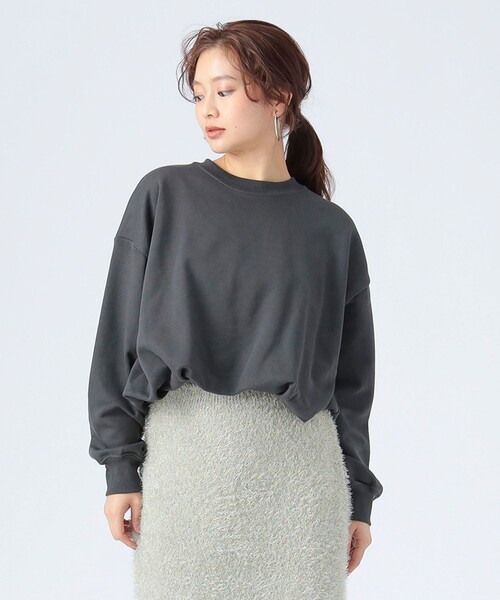 BEAMS HEART（ビームスハート）の「バルーン クロップド スウェット（Tシャツ/カットソー・レディース・チャコールグレー/ピンク/イエロー・FREE）」の2枚目の写真