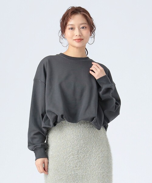 BEAMS HEART（ビームスハート）の「バルーン クロップド スウェット（Tシャツ/カットソー・レディース・チャコールグレー/ピンク/イエロー・FREE）」の6枚目の写真