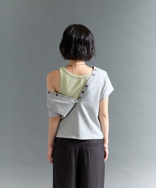 FTW(エフティダブリュー)の「2WAY HENRY BUTTON TOP(Tシャツ/カットソー・レディース・ネイビー/グレー/ブラック・SMALL/MEDIUM)」の5枚目の写真