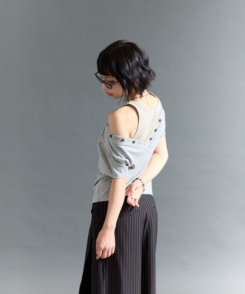 FTW(エフティダブリュー)の「2WAY HENRY BUTTON TOP(Tシャツ/カットソー・レディース・ネイビー/グレー/ブラック・SMALL/MEDIUM)」の6枚目の写真