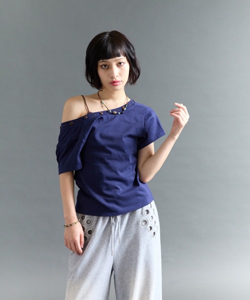 FTW(エフティダブリュー)の「2WAY HENRY BUTTON TOP(Tシャツ/カットソー・レディース・ネイビー/グレー/ブラック・SMALL/MEDIUM)」の20枚目の写真