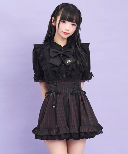 Secret Honey（シークレットハニー）の「サイドレースアップスカパン（スカート・レディース・その他/ピンク/グレー・MEDIUM）」の3枚目の写真