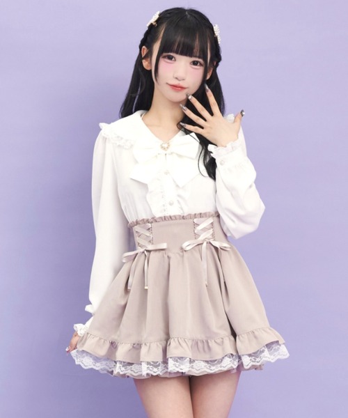 Secret Honey（シークレットハニー）の「サイドレースアップスカパン（スカート・レディース・その他/ピンク/グレー・MEDIUM）」の7枚目の写真