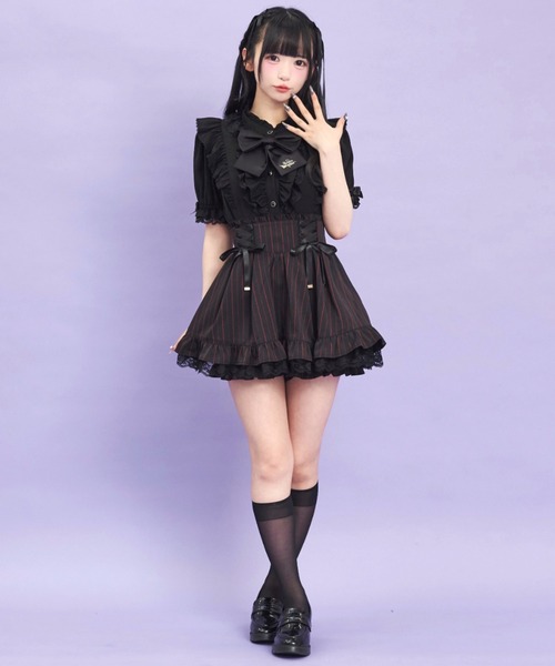 Secret Honey（シークレットハニー）の「サイドレースアップスカパン（スカート・レディース・その他/ピンク/グレー・MEDIUM）」の4枚目の写真