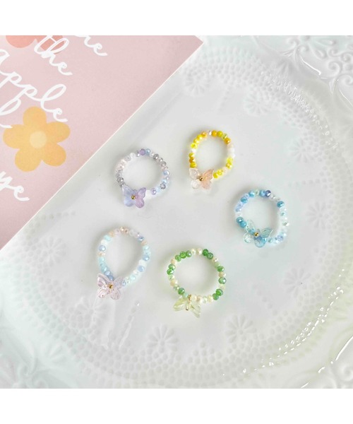 tone(トーン)の「【88eighty-eight】パステルビーズバタフライリング【import】(MA)(リング・レディース・ブルー/グリーン/ピンク/パープル/オレンジ・FREE)」の2枚目の写真