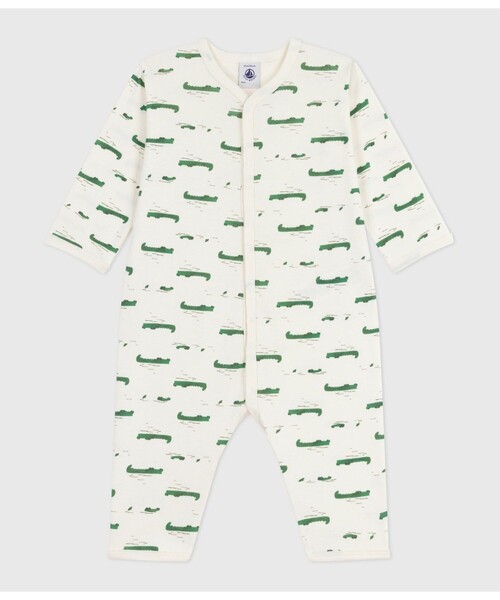 PETIT BATEAU(プチバトー)の「足なしロンパース(ロンパース・キッズ・ホワイト系その他/ホワイト×グレー/ホワイト×ブルー/ホワイト×グリーン・3MONTH/6MONTH/12MONTH)」の1枚目の写真