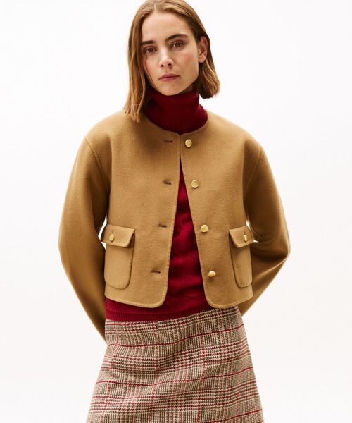 TOMMY HILFIGER(トミーヒルフィガー)の「ウールブレンドレギュラーレディジャケット(ブルゾン・レディース・ブラウン・32inch/34inch)」の1枚目の写真