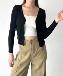 コンパクトリブニットカーディガン