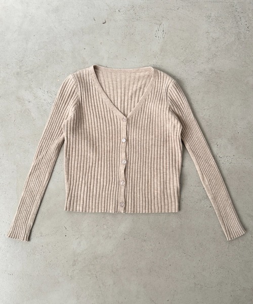 Bamm（バム）の「コンパクトリブニットカーディガン（Tシャツ/カットソー・レディース・イエロー/ベージュ/ホワイト/ブラック・FREE）」の12枚目の写真