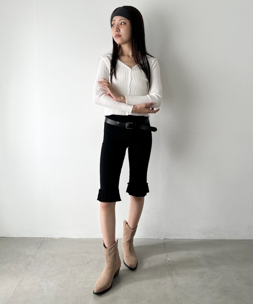 Bamm（バム）の「コンパクトリブニットカーディガン（Tシャツ/カットソー・レディース・イエロー/ベージュ/ホワイト/ブラック・FREE）」の17枚目の写真