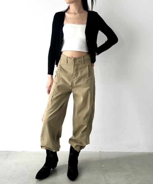 Bamm（バム）の「コンパクトリブニットカーディガン（Tシャツ/カットソー・レディース・イエロー/ベージュ/ホワイト/ブラック・FREE）」の10枚目の写真