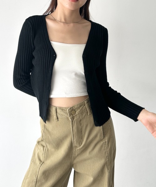 Bamm（バム）の「コンパクトリブニットカーディガン（Tシャツ/カットソー・レディース・イエロー/ベージュ/ホワイト/ブラック・FREE）」の22枚目の写真