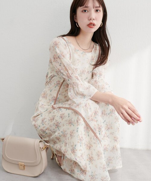 【美品】Nunc. キャンディスリーブ　ワンピース セール】【WEB限定】キャンディースリーブパイピングワンピース
