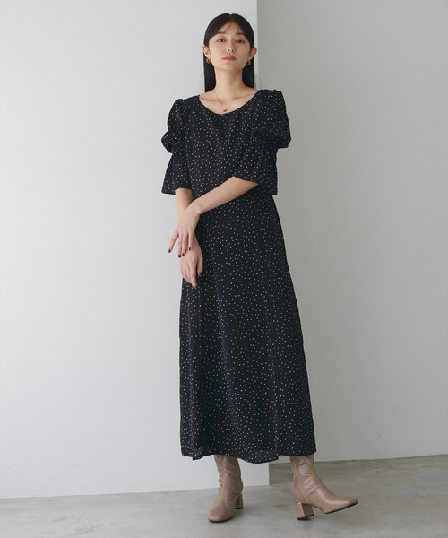 【美品】Nunc. キャンディスリーブ　ワンピース セール】【WEB限定】キャンディースリーブパイピングワンピース