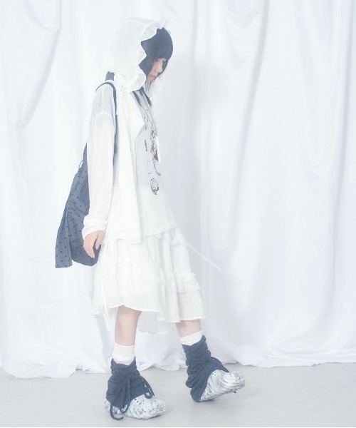 Never mind the XU / Chikashitsu+（ネバーマインド ザ エックスユー / チカシツプラス）の「【Nerd out XU】hand drawing see-through longsleeve / 【ナードアウトエックスユー】ハンドドローイングシースルーロングスリーブ（Tシャツ/カットソー・メンズ・ホワイト・L）」の3枚目の写真