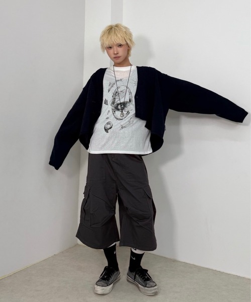 Never mind the XU / Chikashitsu+（ネバーマインド ザ エックスユー / チカシツプラス）の「【Nerd out XU】hand drawing see-through longsleeve / 【ナードアウトエックスユー】ハンドドローイングシースルーロングスリーブ（Tシャツ/カットソー・メンズ・ホワイト・L）」の10枚目の写真