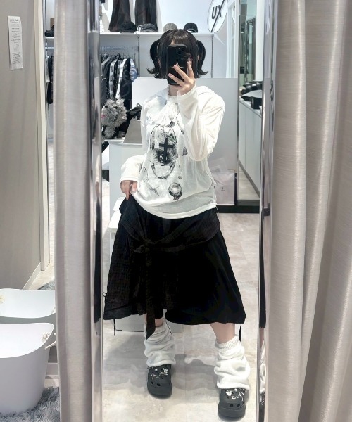 Never mind the XU / Chikashitsu+（ネバーマインド ザ エックスユー / チカシツプラス）の「【Nerd out XU】hand drawing see-through longsleeve / 【ナードアウトエックスユー】ハンドドローイングシースルーロングスリーブ（Tシャツ/カットソー・メンズ・ホワイト・L）」の16枚目の写真