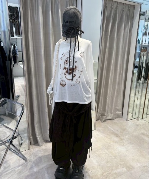 Never mind the XU / Chikashitsu+（ネバーマインド ザ エックスユー / チカシツプラス）の「【Nerd out XU】hand drawing see-through longsleeve / 【ナードアウトエックスユー】ハンドドローイングシースルーロングスリーブ（Tシャツ/カットソー・メンズ・ホワイト・L）」の18枚目の写真