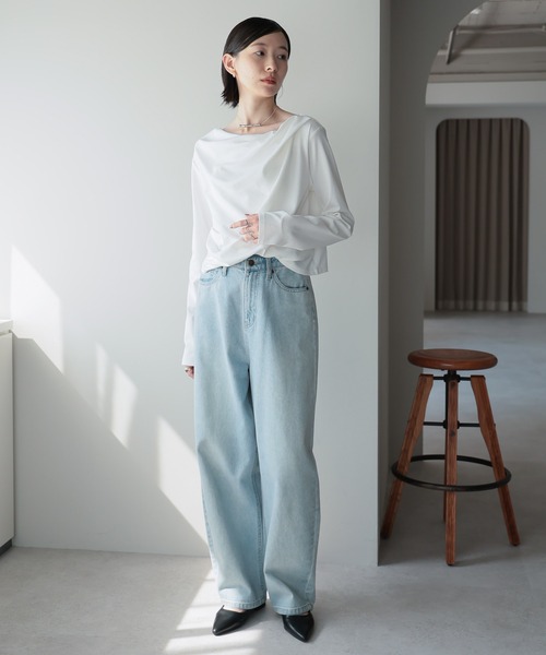 amini（アミニ）の「2WAYドレープオフショルトップス（Tシャツ/カットソー・レディース・ブラウン/ホワイト/チャコールグレー/ブラック/杢グレー/ピンク/イエロー・MEDIUM）」の12枚目の写真