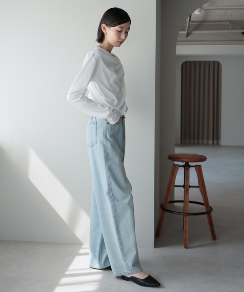 amini（アミニ）の「2WAYドレープオフショルトップス（Tシャツ/カットソー・レディース・ブラウン/ホワイト/チャコールグレー/ブラック/杢グレー/ピンク/イエロー・MEDIUM）」の13枚目の写真