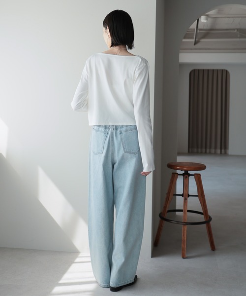 amini（アミニ）の「2WAYドレープオフショルトップス（Tシャツ/カットソー・レディース・ブラウン/ホワイト/チャコールグレー/ブラック/杢グレー/ピンク/イエロー・MEDIUM）」の14枚目の写真