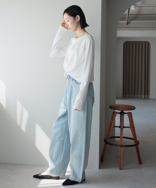 amini（アミニ）の「2WAYドレープオフショルトップス（Tシャツ/カットソー・レディース・ブラウン/ホワイト/チャコールグレー/ブラック/杢グレー/ピンク/イエロー・MEDIUM）」の15枚目の写真