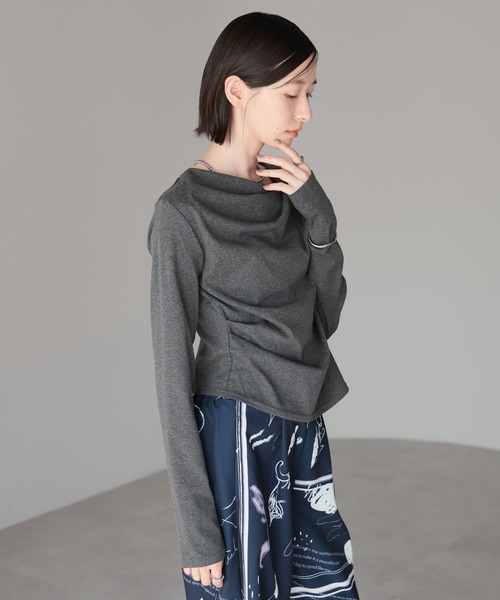 amini（アミニ）の「2WAYドレープオフショルトップス（Tシャツ/カットソー・レディース・ブラウン/ホワイト/チャコールグレー/ブラック/杢グレー/ピンク/イエロー・MEDIUM）」の17枚目の写真