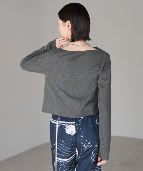 amini（アミニ）の「2WAYドレープオフショルトップス（Tシャツ/カットソー・レディース・ブラウン/ホワイト/チャコールグレー/ブラック/杢グレー/ピンク/イエロー・MEDIUM）」の21枚目の写真