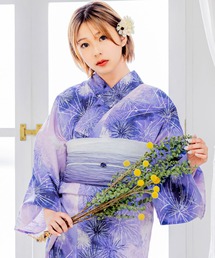 Clarus（クラルス）の「Clarus レディース 女性浴衣2点セット （浴衣＋グラデしわ兵児帯）「夏の思い出 パープル系」F/フリーサイズ 綿浴衣 大人可愛い きもの町オリジナル 女性用浴衣 ゆかた yukata（浴衣）」