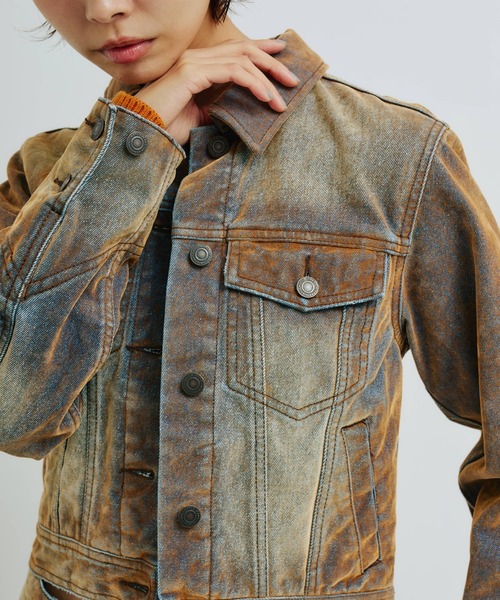 atmos pink(アトモスピンク)の「atmos pink Flocky Denim Jacket / アトモス ピンク フロッキー デニム ジャケット(デニムジャケット・レディース・ブロンズ/ネイビー・FREE)」の8枚目の写真